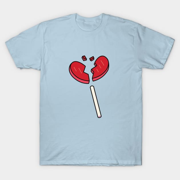 Broken Heart Red Lollipop Candy T-Shirt by rustydoodle